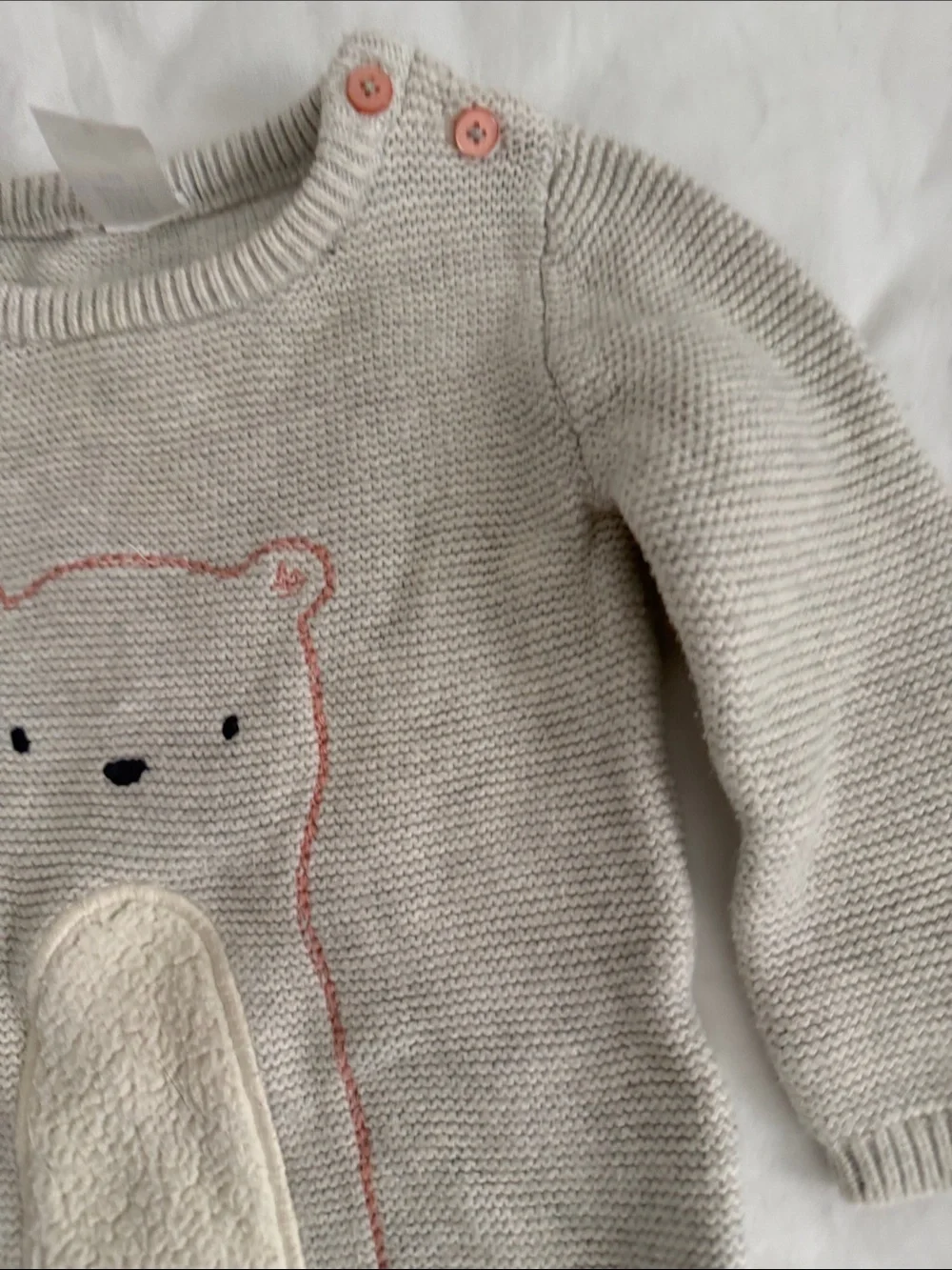 Zara and bush peach and Cream Knit Bear Sweater size 6-9months